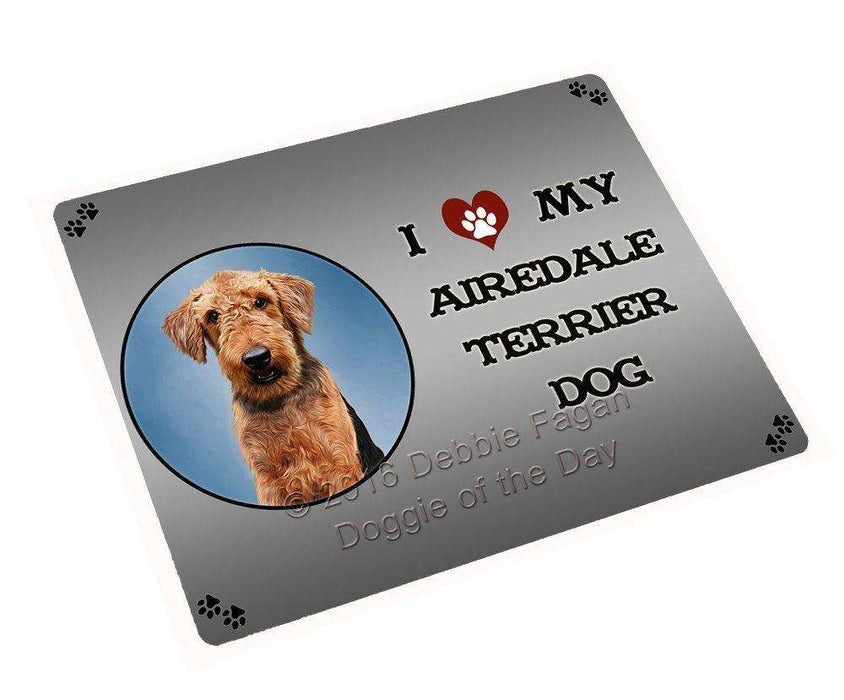 I Love My Airedale Terrier Dog Tempered Cutting Board