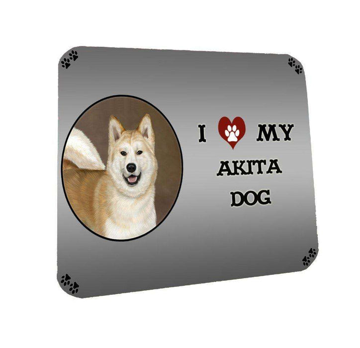 I Love My Akita Dog Coasters Set of 4
