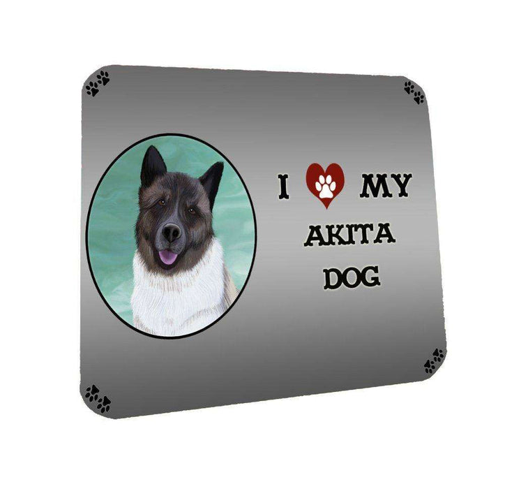 I Love My Akita Dog Coasters Set of 4