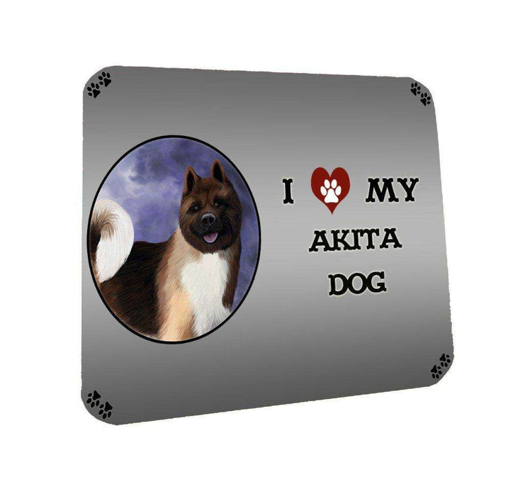 I Love My Akita Dog Coasters Set of 4