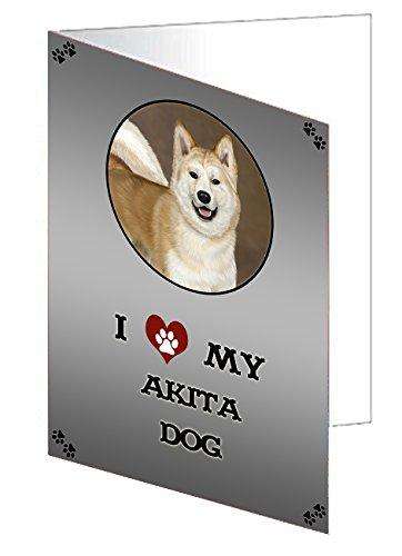 I Love My Akita Dog Handmade Artwork Assorted Pets Greeting Cards and Note Cards with Envelopes for All Occasions and Holiday Seasons