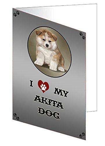 I Love My Akita Dog Handmade Artwork Assorted Pets Greeting Cards and Note Cards with Envelopes for All Occasions and Holiday Seasons