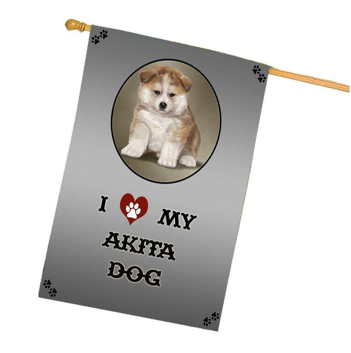 I Love My Akita Dog House Flag