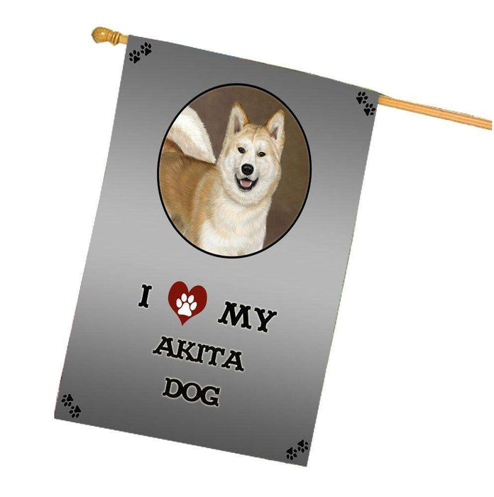 I Love My Akita Dog House Flag