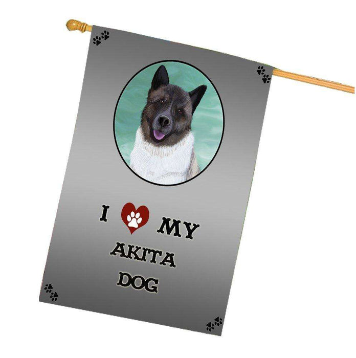 I Love My Akita Dog House Flag