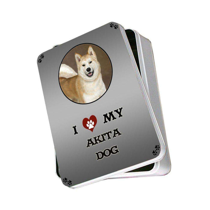 I Love My Akita Dog Photo Storage Tin