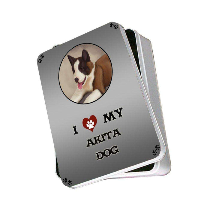I Love My Akita Dog Photo Storage Tin