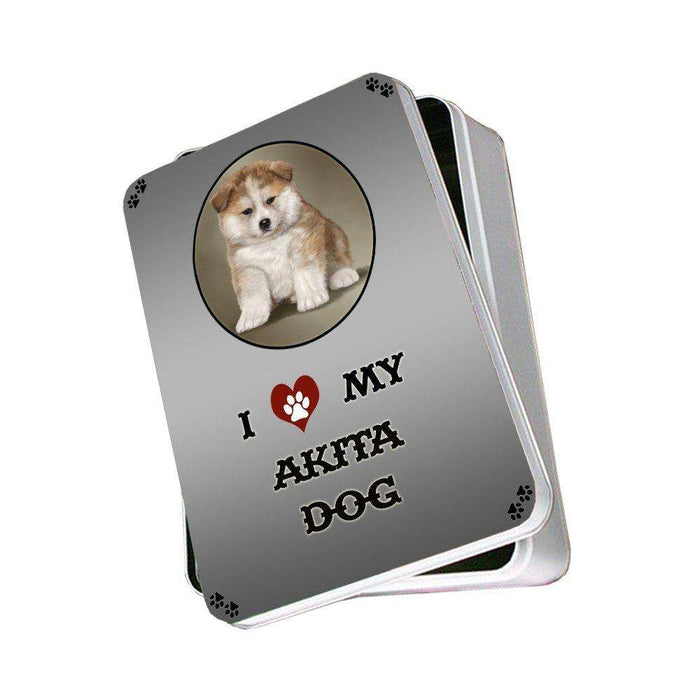 I Love My Akita Dog Photo Storage Tin