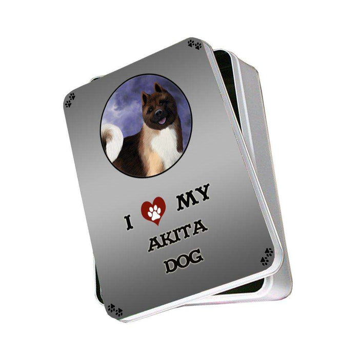 I Love My Akita Dog Photo Storage Tin