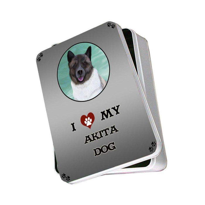 I Love My Akita Dog Photo Storage Tin