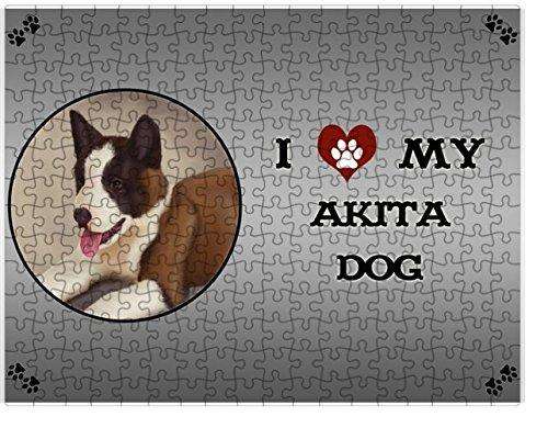 I Love My Akita Dog Puzzle with Photo Tin