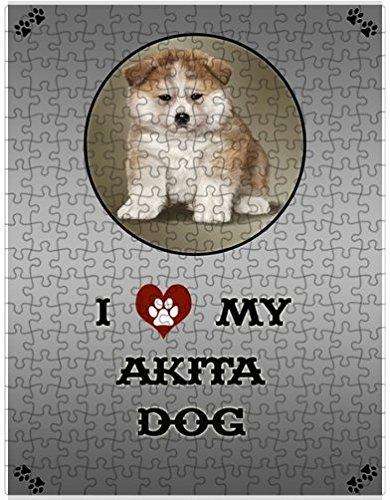 I Love My Akita Dog Puzzle with Photo Tin