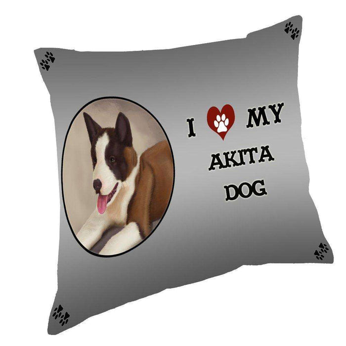 I Love My Akita Dog Throw Pillow