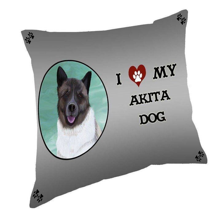 I Love My Akita Dog Throw Pillow