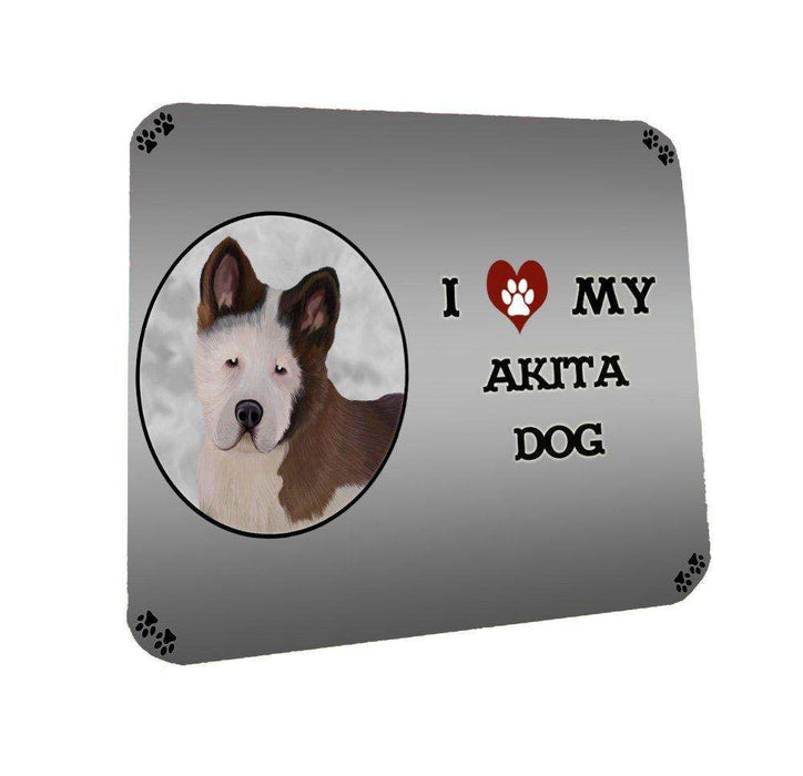 I Love My Akita Puppy Dog Coasters Set of 4