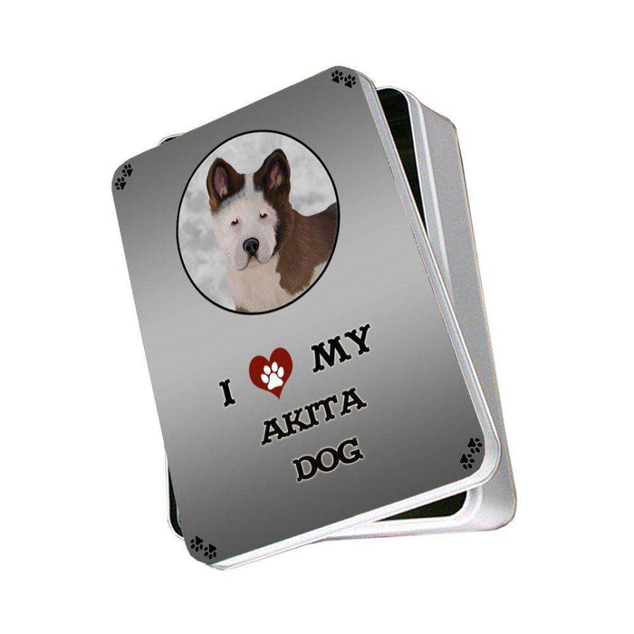 I Love My Akita Puppy Dog Photo Storage Tin