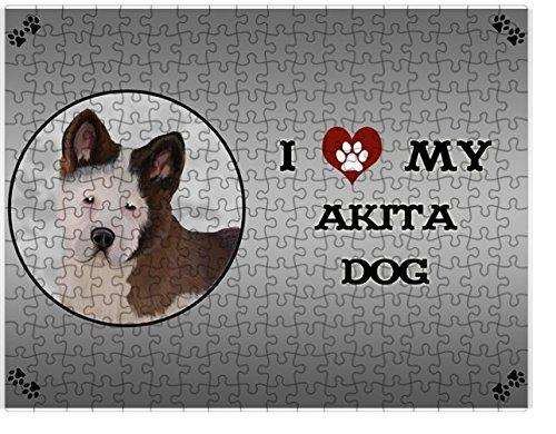 I Love My Akita Puppy Dog Puzzle with Photo Tin