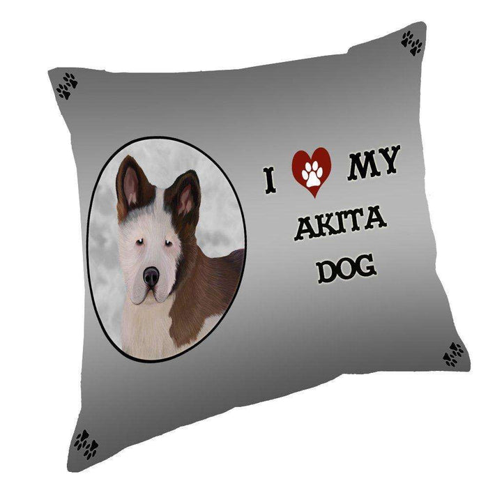 I Love My Akita Puppy Dog Throw Pillow