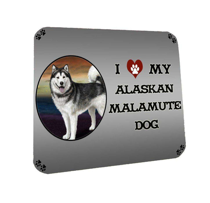 I Love My Alaskan Malamute Dog Coasters Set of 4