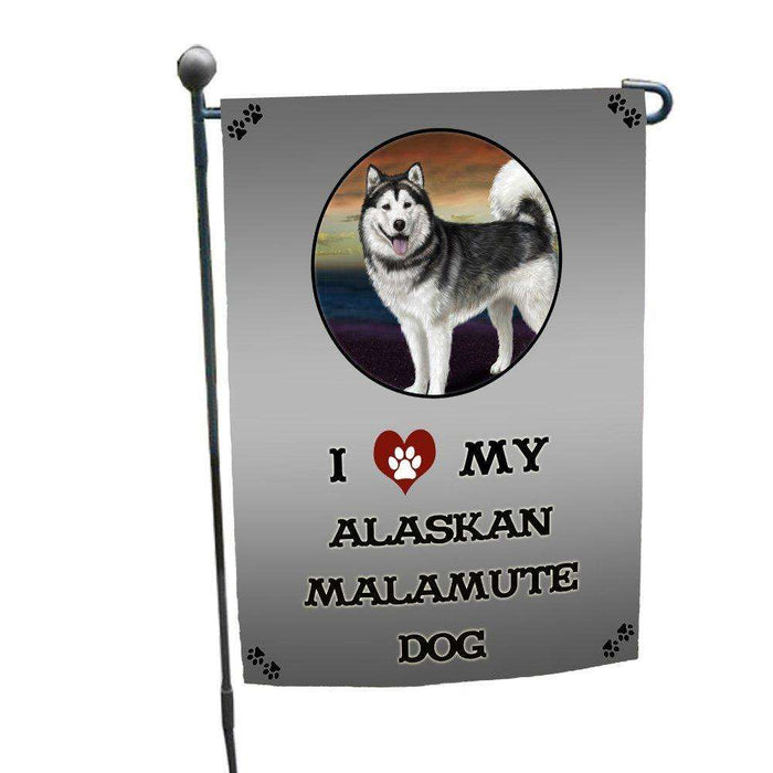 I Love My Alaskan Malamute Dog Garden Flag