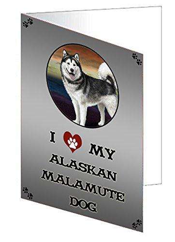 I Love My Alaskan Malamute Dog Handmade Artwork Assorted Pets Greeting Cards and Note Cards with Envelopes for All Occasions and Holiday Seasons