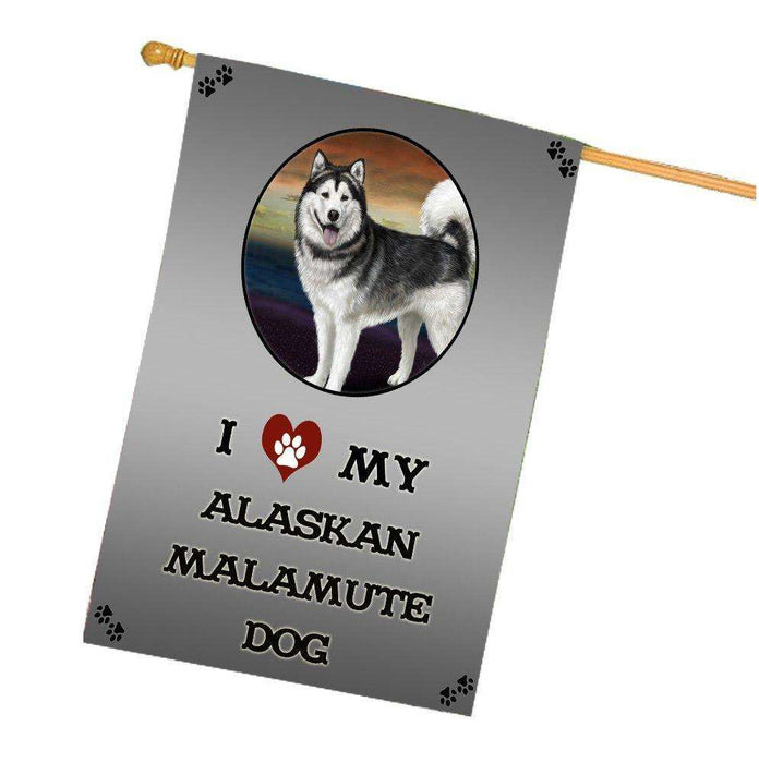 I Love My Alaskan Malamute Dog House Flag