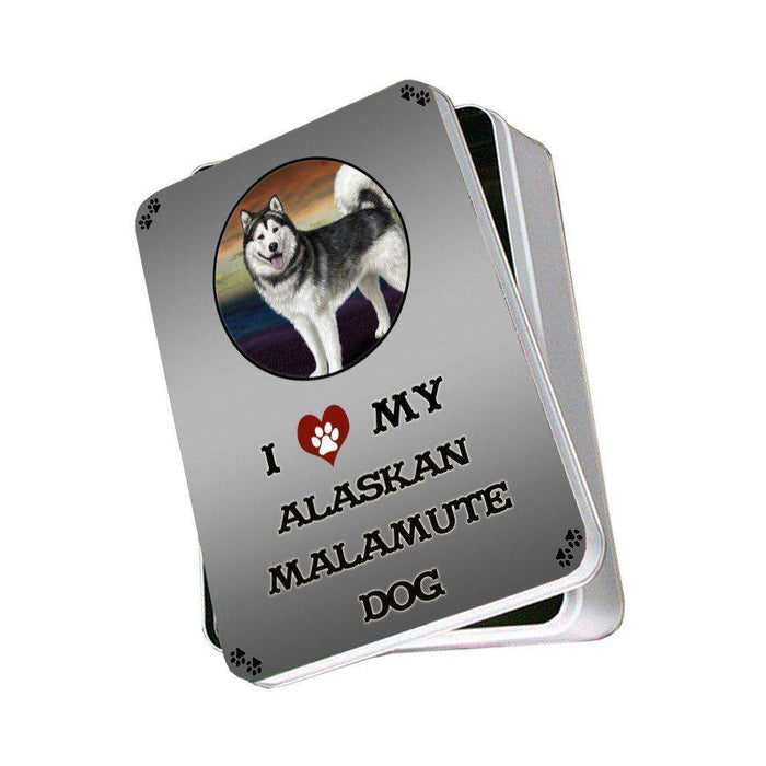 I Love My Alaskan Malamute Dog Photo Storage Tin