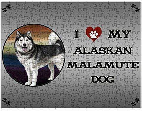 I Love My Alaskan Malamute Dog Puzzle with Photo Tin