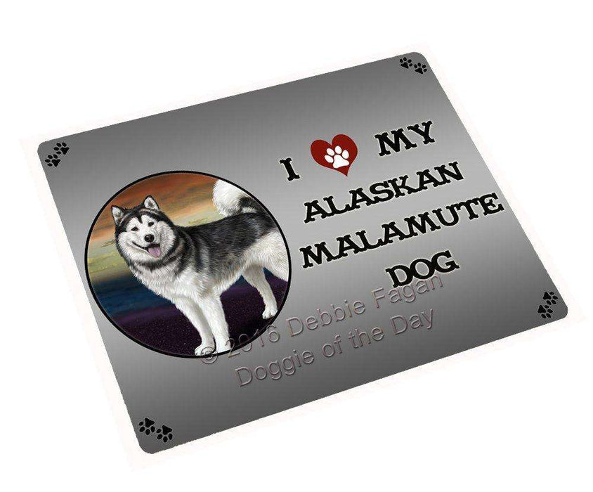 I Love My Alaskan Malamute Dog Tempered Cutting Board