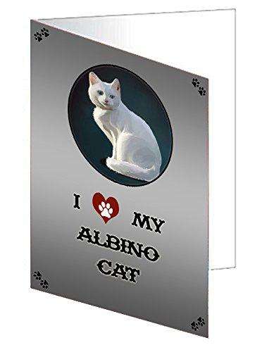 I love My Albino Cat Handmade Artwork Assorted Pets Greeting Cards and Note Cards with Envelopes for All Occasions and Holiday Seasons