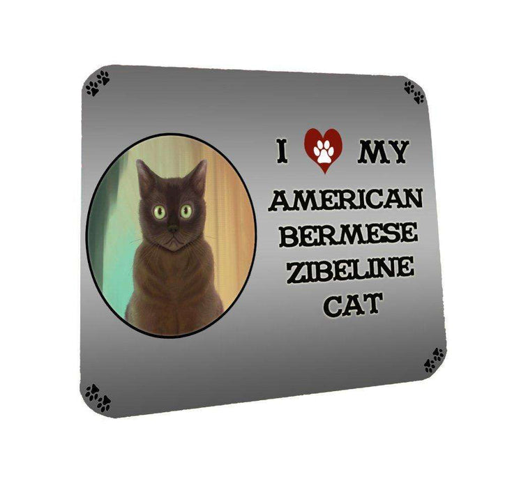 I Love My American Bermese Zibeline Dog Coasters Set of 4