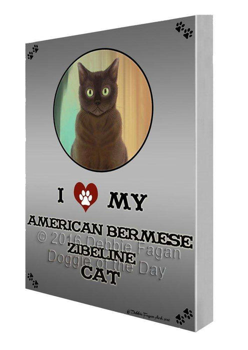 I Love My American Bermese Zibeline Dog Painting Printed on Canvas Wall Art