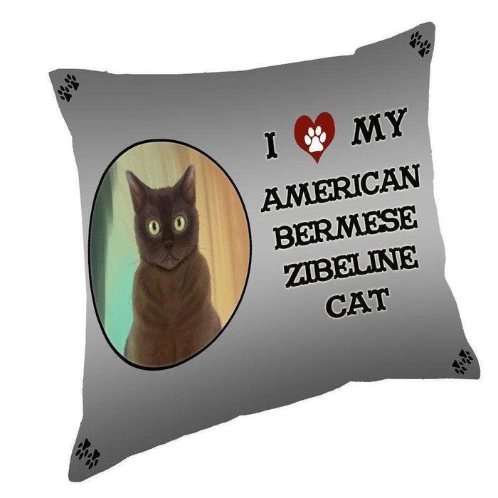 I Love My American Bermese Zibeline Dog Throw Pillow