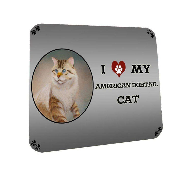 I Love My American Bobtail Cat Coasters Set of 4