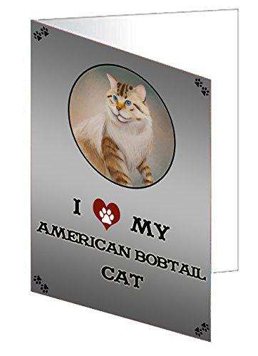 I Love My American Bobtail Cat Handmade Artwork Assorted Pets Greeting Cards and Note Cards with Envelopes for All Occasions and Holiday Seasons