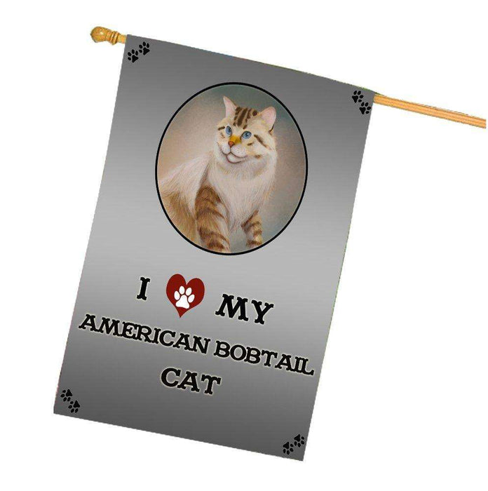 I Love My American Bobtail Cat House Flag