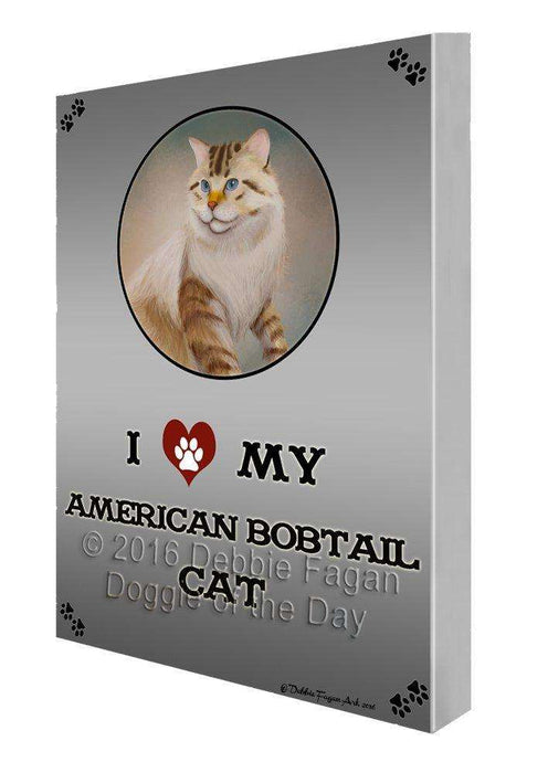 I Love My American Bobtail Cat Painting Printed on Canvas Wall Art