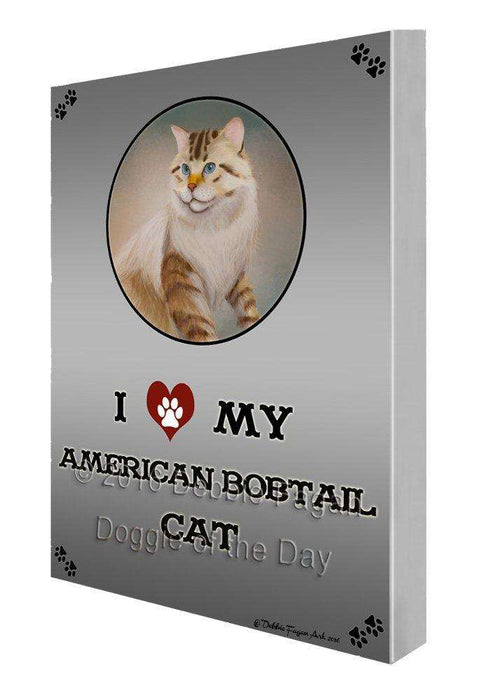 I Love My American Bobtail Cat Painting Printed on Canvas Wall Art