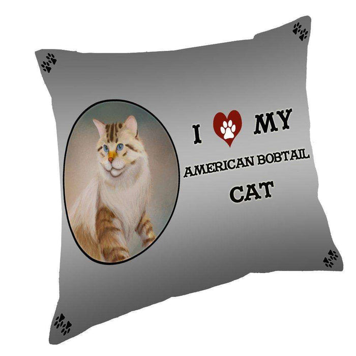 I Love My American Bobtail Cat Throw Pillow