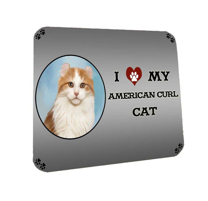 I Love My American Curl Cat Coasters Set of 4
