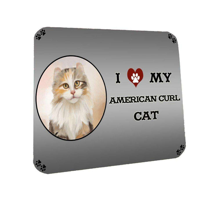 I Love My American Curl Cat Coasters Set of 4