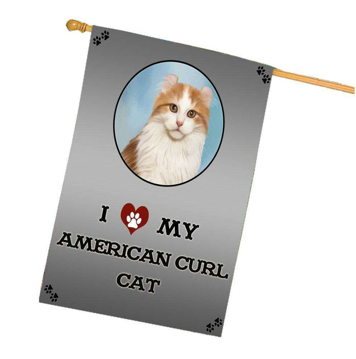 I Love My American Curl Cat House Flag