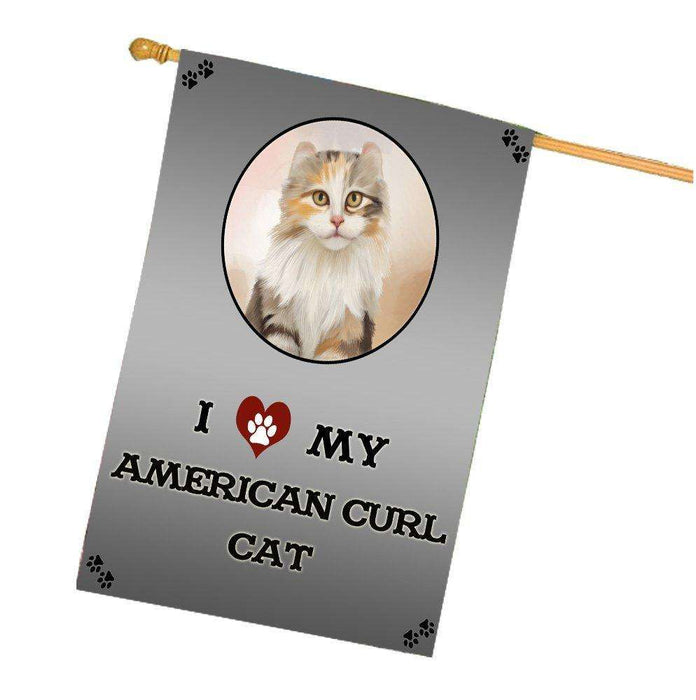 I Love My American Curl Cat House Flag