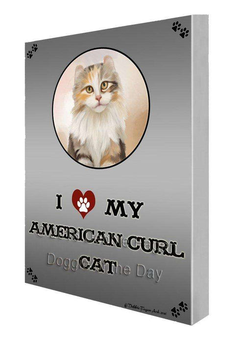 I Love My American Curl Cat Painting Printed on Canvas Wall Art