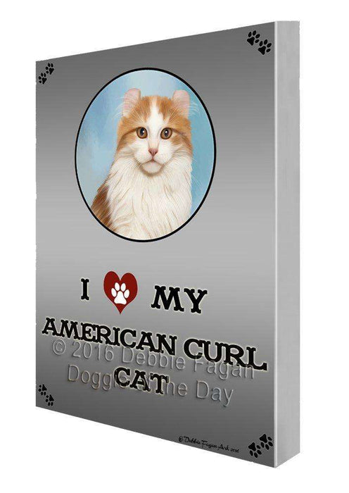 I Love My American Curl Cat Painting Printed on Canvas Wall Art