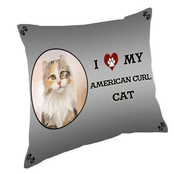 I Love My American Curl Cat Throw Pillow