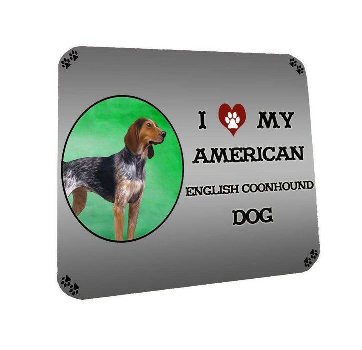 I Love My American English Coonhound Dog Coasters Set of 4