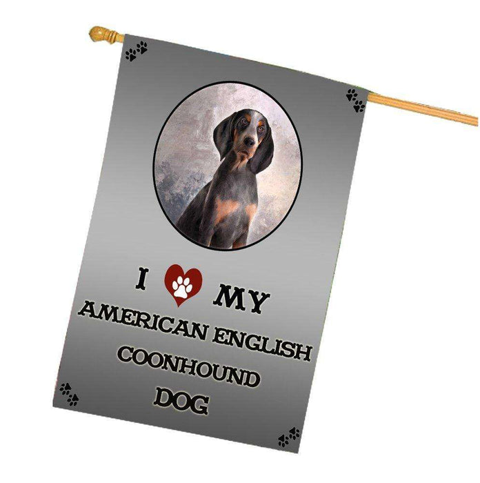 I Love My American English Coonhound Dog House Flag