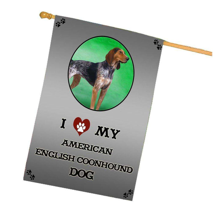 I Love My American English Coonhound Dog House Flag