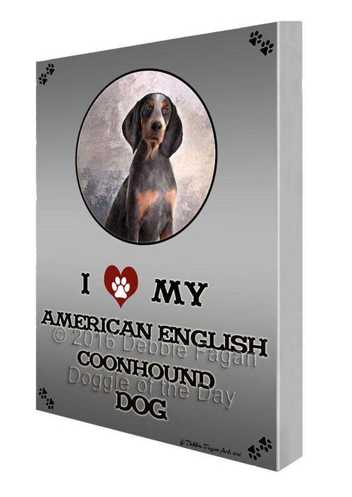 I Love My American English Coonhound Dog Painting Printed on Canvas Wall Art